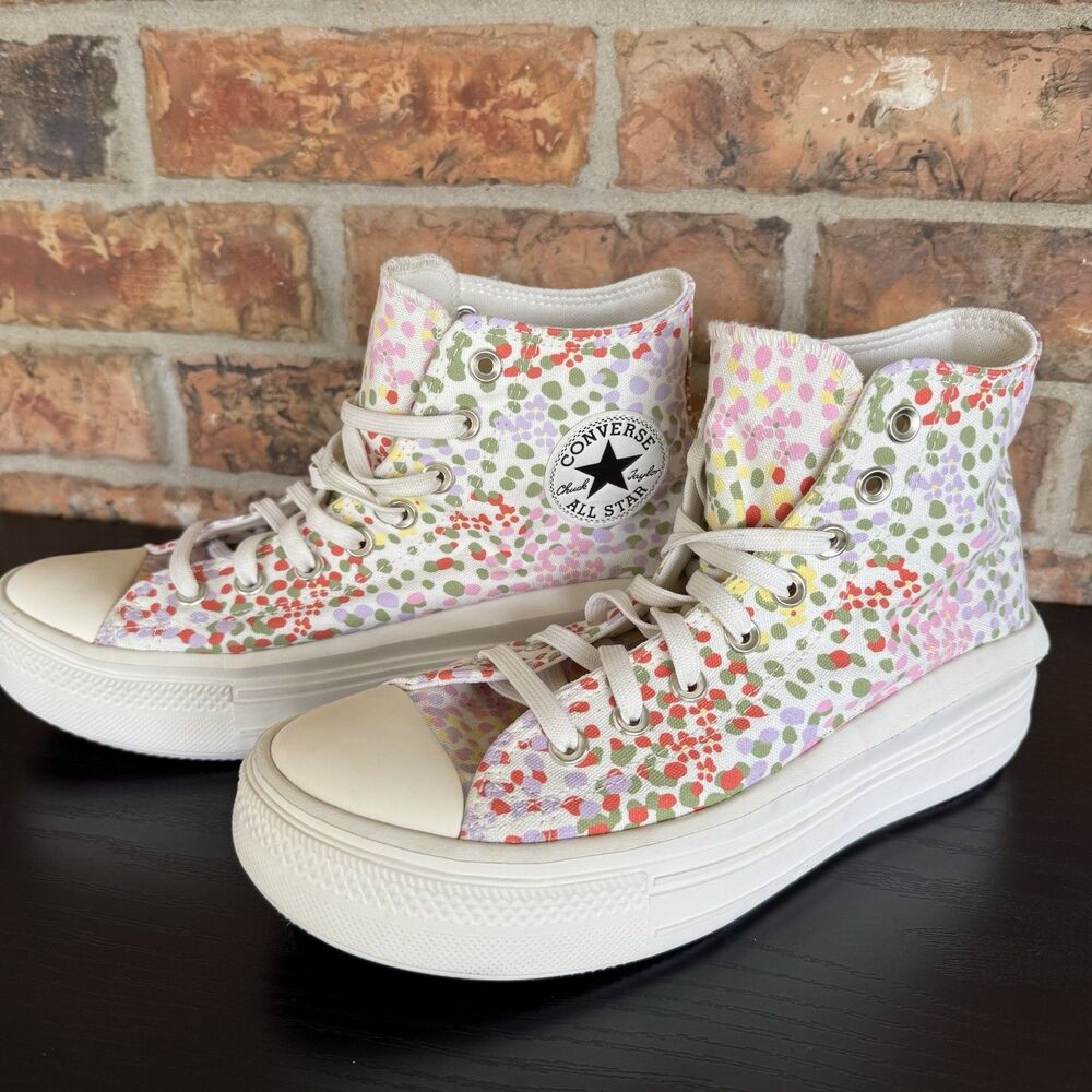 Chuck Taylor All Star Move Things To Grow.‎ Platform High Top. Floral. Sz 10.5